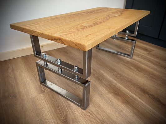 Industrial Coffee Table Steel and English Ash